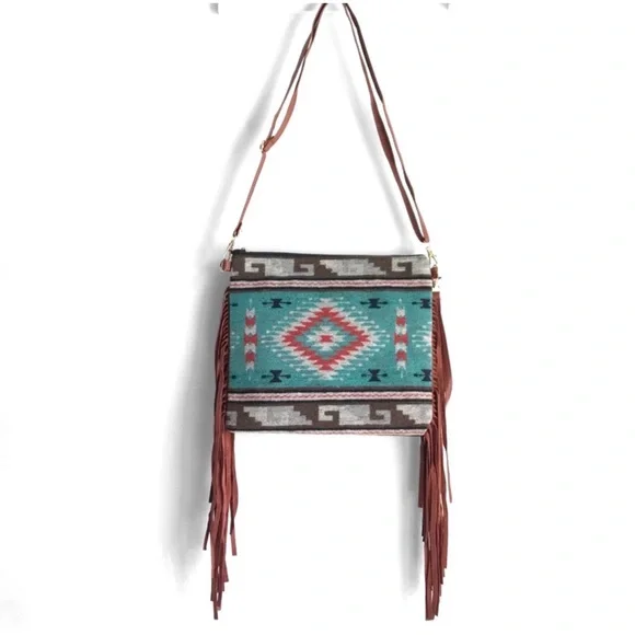 Western Women's Fall Hanging Tassel Crossbody Clutch Cute Fall Bag - Picture 2 of 7